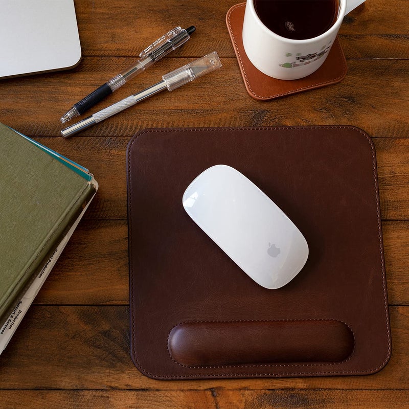 Londo Leather Mouse Pad with Wrist Rest â€“ Ergonomic Support, Non-Slip Base, Smooth Surface - Image 2
